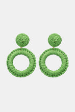 Load image into Gallery viewer, Round Shape Raffia Grass Dangle Earrings Ti Amo I love you
