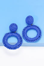 Load image into Gallery viewer, Round Shape Raffia Grass Dangle Earrings Ti Amo I love you
