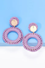 Load image into Gallery viewer, Round Shape Raffia Grass Dangle Earrings Ti Amo I love you
