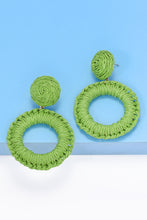 Load image into Gallery viewer, Round Shape Raffia Grass Dangle Earrings Ti Amo I love you
