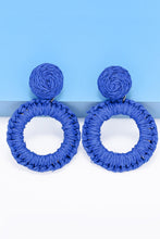 Load image into Gallery viewer, Round Shape Raffia Grass Dangle Earrings Ti Amo I love you
