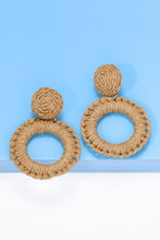 Load image into Gallery viewer, Round Shape Raffia Grass Dangle Earrings Ti Amo I love you
