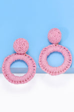 Load image into Gallery viewer, Round Shape Raffia Grass Dangle Earrings Ti Amo I love you
