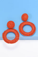 Load image into Gallery viewer, Round Shape Raffia Grass Dangle Earrings Ti Amo I love you
