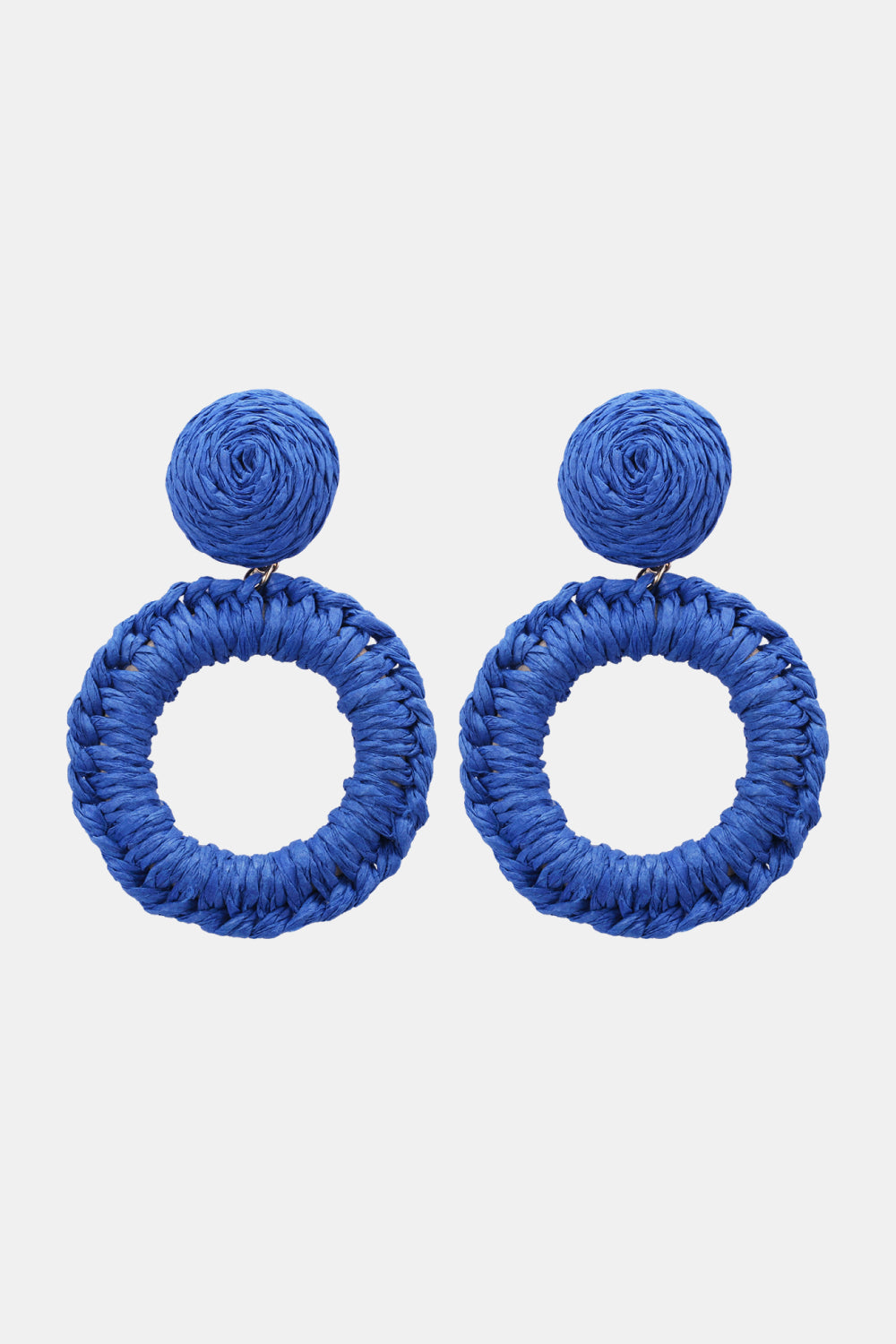 Round Shape Raffia Grass Dangle Earrings Ti Amo I love you