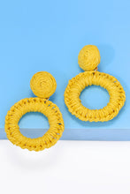 Load image into Gallery viewer, Round Shape Raffia Grass Dangle Earrings Ti Amo I love you
