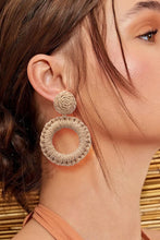 Load image into Gallery viewer, Round Shape Raffia Grass Dangle Earrings Ti Amo I love you
