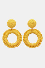 Load image into Gallery viewer, Round Shape Raffia Grass Dangle Earrings Ti Amo I love you
