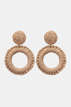 Load image into Gallery viewer, Round Shape Raffia Grass Dangle Earrings Ti Amo I love you
