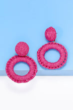 Load image into Gallery viewer, Round Shape Raffia Grass Dangle Earrings Ti Amo I love you
