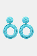 Load image into Gallery viewer, Round Shape Raffia Grass Dangle Earrings Ti Amo I love you
