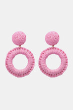 Load image into Gallery viewer, Round Shape Raffia Grass Dangle Earrings Ti Amo I love you
