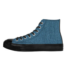 Load image into Gallery viewer, Ti Amo I love you - Exclusive Brand - Denim Blue Bayoux - Angry Fish - High Top Canvas Shoes - Black  Soles
