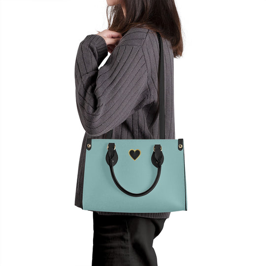 Ti Amo I love you - Exclusive Brand - Shadow Green 2 - Luxury Womens PU Tote Bag - Black Straps
