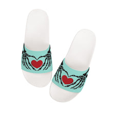 Load image into Gallery viewer, Ti Amo I love you - Exclusive Brand - Water Leaf - Skeleton Hands with Heart -  Slide Sandals - White Soles
