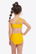 Load image into Gallery viewer, Ruffled One-Shoulder Buckle Detail Two-Piece Swim Set Ti Amo I love you
