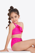 Load image into Gallery viewer, Ruffled One-Shoulder Buckle Detail Two-Piece Swim Set Ti Amo I love you
