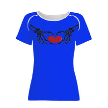 Load image into Gallery viewer, Ti Amo I love you - Exclusive Brand  - Blue Blue Eyes - Skeleton Hands with Heart  -Women&#39;s T shirt
