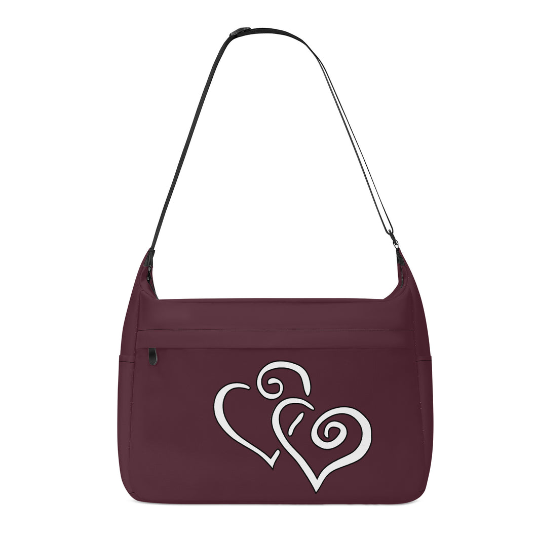 Ti Amo I love you - Exclusive Brand - Livid Brown 2 - Double White Heart - Journey Computer Shoulder Bag