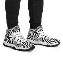 Load image into Gallery viewer, Ti Amo I love you - Exclusive Brand - Black &amp; White Wavy Lines - High Top Air Retro Sneakers - White Laces
