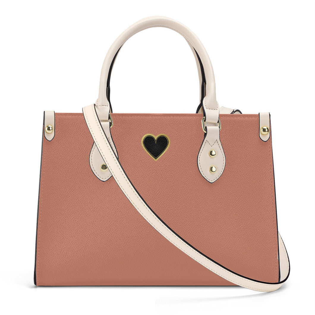 Ti Amo I love you - Exclusive Brand - Pale Copper - Luxury Womens PU Tote Bag - Cream Straps