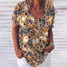 Load image into Gallery viewer, Women&#39;s V-Neck Leopard &amp; Animal Patterns Tops Tees Oversized T-Shirts
