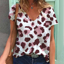 Load image into Gallery viewer, Women&#39;s V-Neck Leopard &amp; Animal Patterns Tops Tees Oversized T-Shirts
