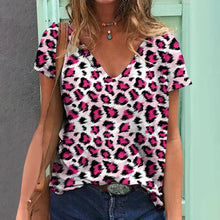 Load image into Gallery viewer, Women&#39;s V-Neck Leopard &amp; Animal Patterns Tops Tees Oversized T-Shirts
