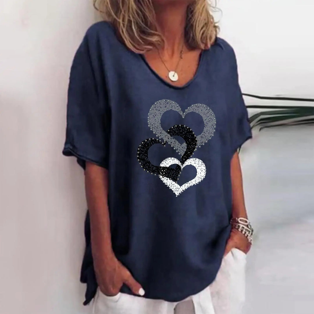 Women's V-Neck Loose Casual Pullover Top