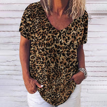 Load image into Gallery viewer, Women&#39;s V-Neck Leopard &amp; Animal Patterns Tops Tees Oversized T-Shirts
