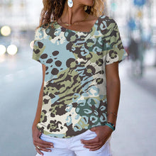 Load image into Gallery viewer, Women&#39;s V-Neck Leopard &amp; Animal Patterns Tops Tees Oversized T-Shirts
