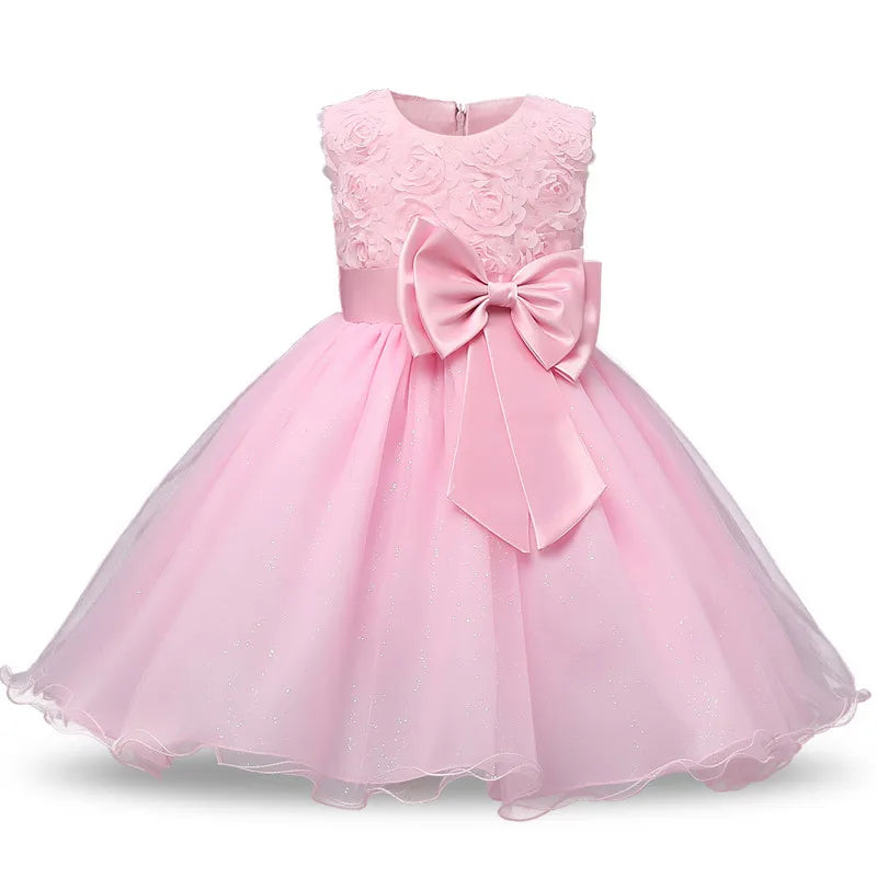 Toddler / Kids - Girls - Flower Puff Sleeve Birthday Party Wedding Fairy Princess Dress