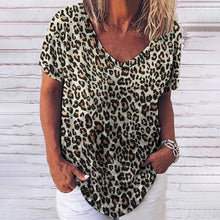 Load image into Gallery viewer, Women&#39;s V-Neck Leopard &amp; Animal Patterns Tops Tees Oversized T-Shirts
