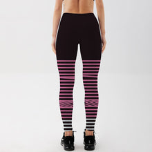 Load image into Gallery viewer, Womens / Teen Girls - Fitness Workout Black - Pink Stripe Elastic Leggings Pants - Sizes S-2XL
