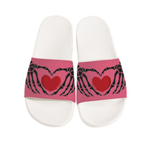 Load image into Gallery viewer, Ti Amo I love you - Exclusive Brand - Pale Violet Red - Skeleton Hands with Heart -  Slide Sandals - White Soles
