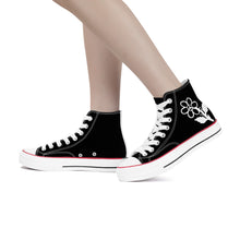 Load image into Gallery viewer, Ti Amo I love you - Exclusive Brand - Black- White Daisy - High Top Canvas Shoes - White  Soles
