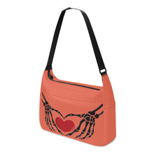 Load image into Gallery viewer, Ti Amo I love you - Exclusive Brand - Burnt Sienna - Skeleton Heart Hands  -  Journey Computer Shoulder Bag
