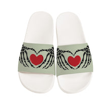 Load image into Gallery viewer, Ti Amo I love you - Exclusive Brand - Clay Ash - Skeleton Hands with Heart -  Slide Sandals - White Soles
