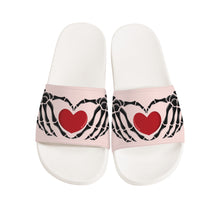 Load image into Gallery viewer, Ti Amo I love you - Exclusive Brand - Misty Rose - Skeleton Hands with Heart -  Slide Sandals - White Soles
