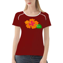 Load image into Gallery viewer, Ti Amo I love you - Exclusive Brand - Dark Burgundy - Hawaiian Flower - Women&#39;s T shirt - Sizes XS-2XL
