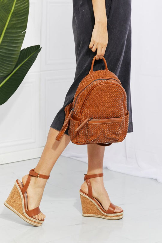SHOMICO Certainly Chic Faux Leather Woven Backpack Ti Amo I love you