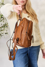 Load image into Gallery viewer, SHOMICO PU Leather Woven Backpack Ti Amo I love you
