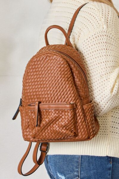 SHOMICO PU Leather Woven Backpack Ti Amo I love you