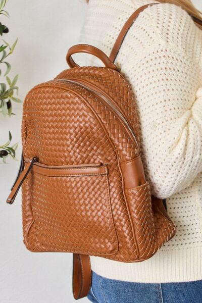 SHOMICO PU Leather Woven Backpack Ti Amo I love you