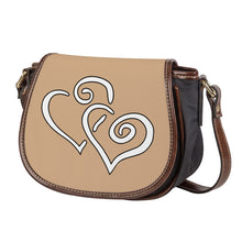 Load image into Gallery viewer, Ti Amo I love you - Exclusive Brand - Very Light Brown - Double White Heart - Saddle Bag
