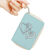 Load image into Gallery viewer, Ti Amo I love you - Exclusive Brand - Medium Ziggurat - Double White Heart - PU Leather -Zipper Card Holder
