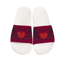 Load image into Gallery viewer, Ti Amo I love you - Exclusive Brand - Burgundy - Skeleton Hands with Heart -  Slide Sandals - White Soles
