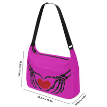 Load image into Gallery viewer, Ti Amo I love you - Exclusive Brand - Loudicious Pink - Skeleton Heart Hands  -  Journey Computer Shoulder Bag
