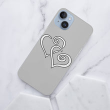 Load image into Gallery viewer, Ti Amo I love you - Exclusive Brand - Silver - Double White Heart - iPhone 14 Transparent Acrylic Case (2 cameras)
