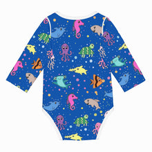 Load image into Gallery viewer, Ti Amo I love you - Exclusive Brand - Dark Blue - Sea Creatures -  Baby Long-Sleeve Bodysuit
